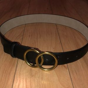 gold black leather belt